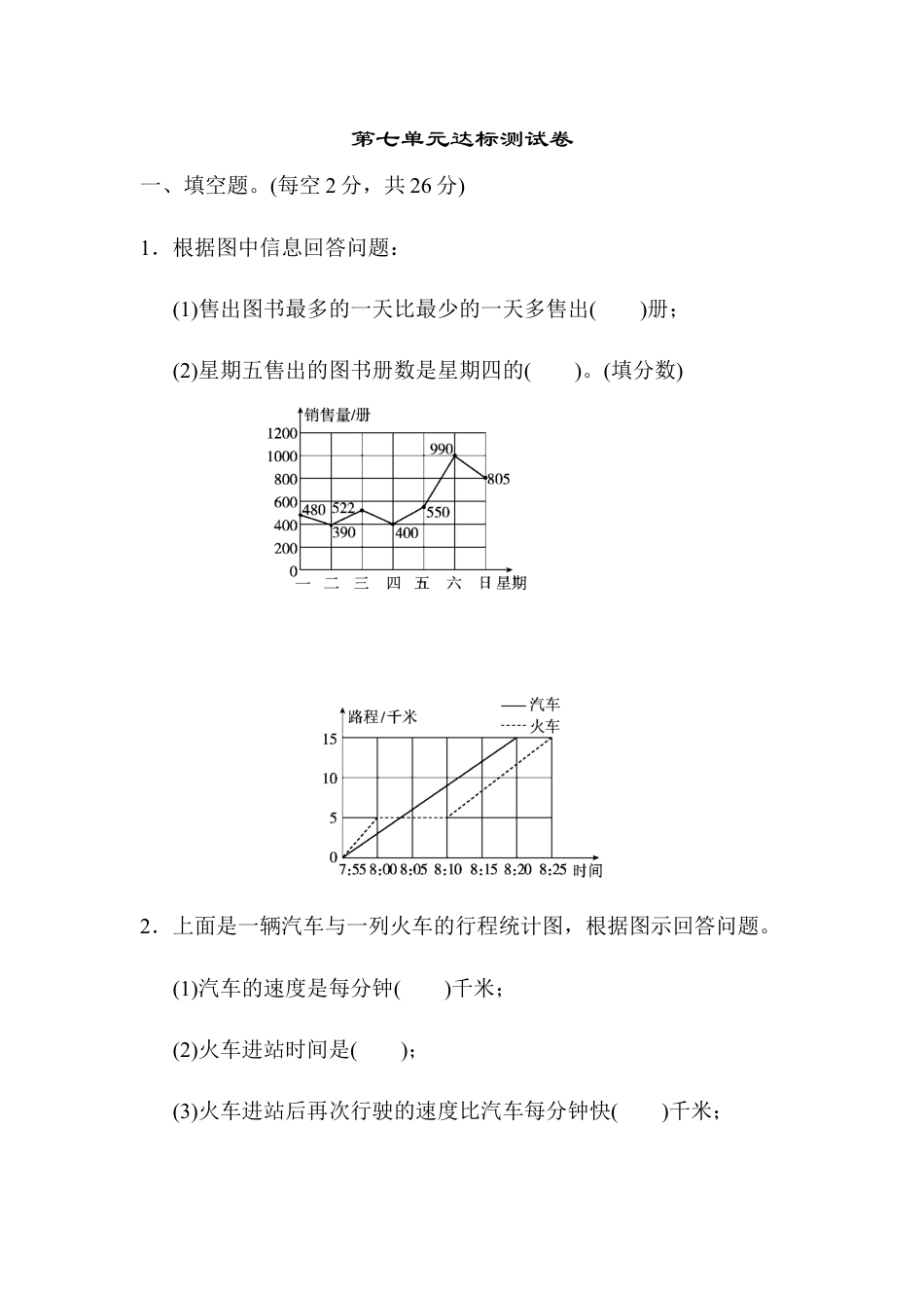 人教版5年级数学下册-第七单元达标测试卷.docx_第1页