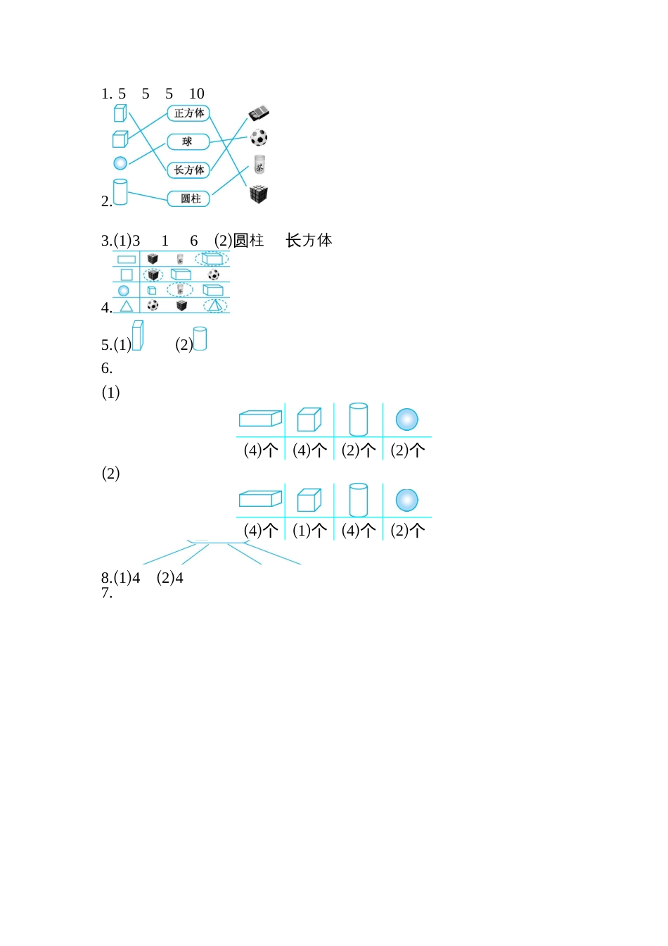 人教版数学一年级上册第四单元  认识图形第一部分测试卷（二）.docx_第3页