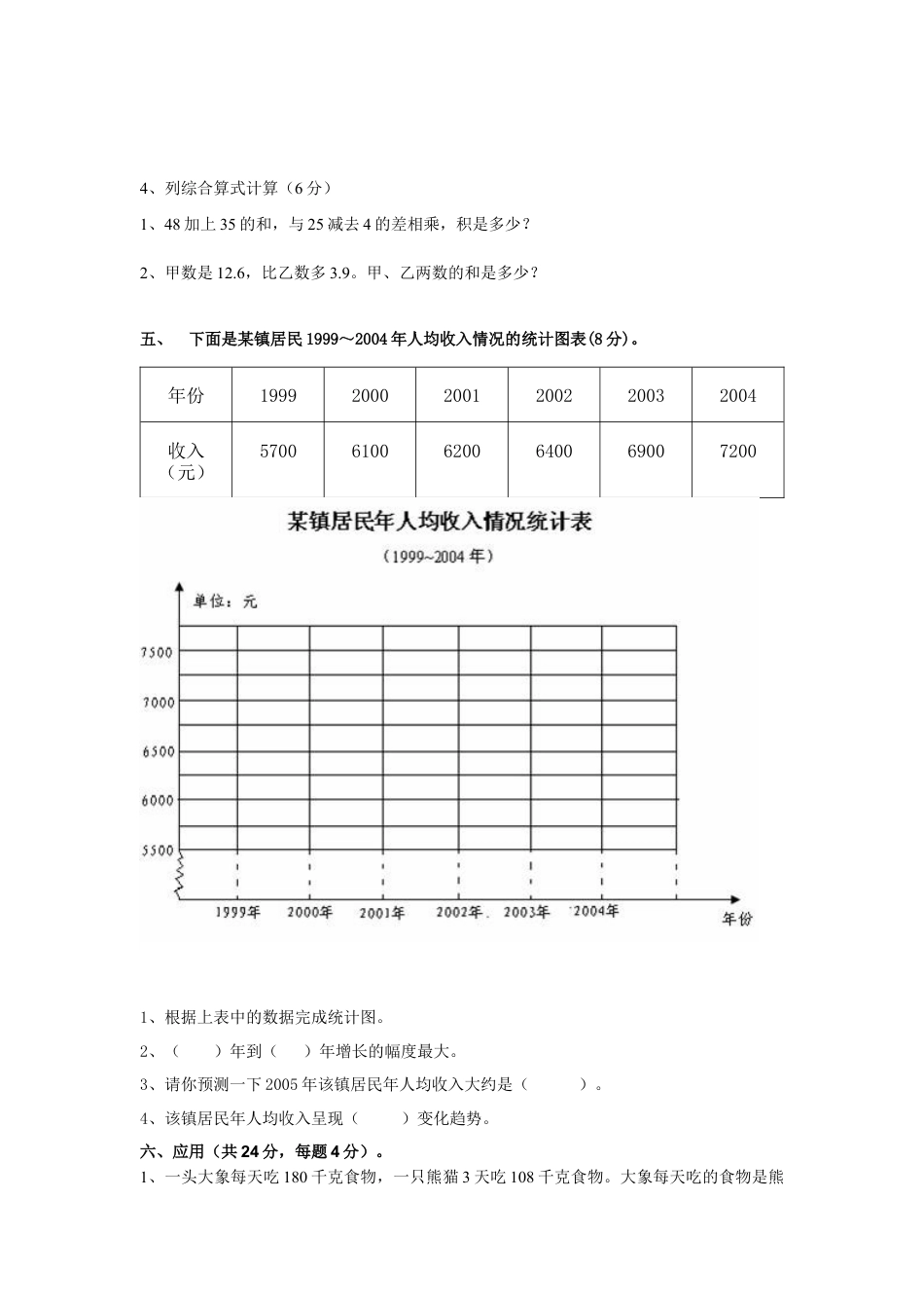 人教版四级下册数学期末试题及答案.docx_第3页