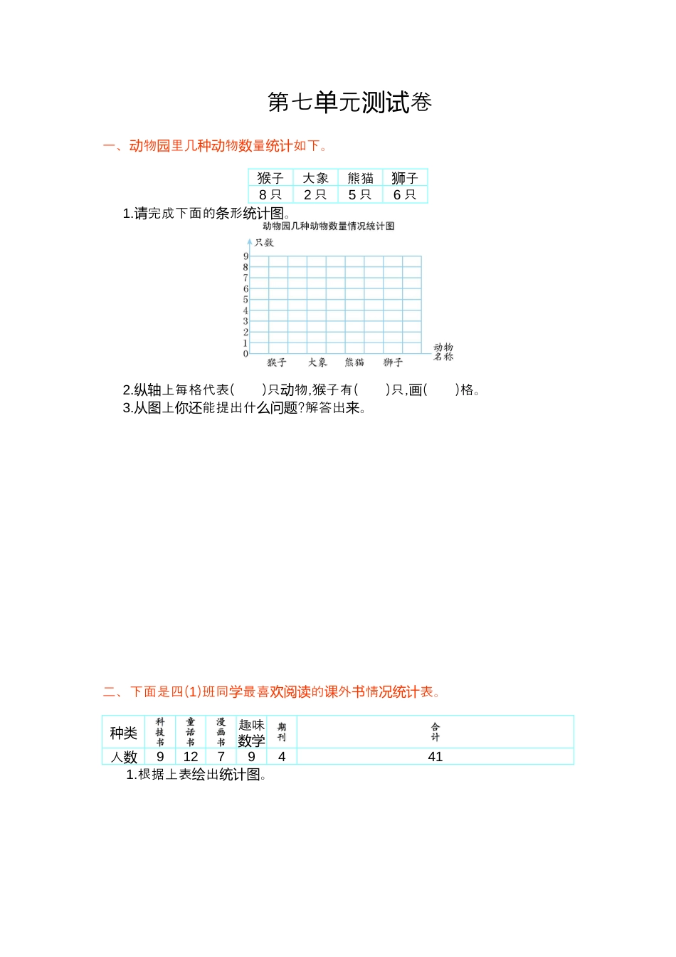数学四年级上册-第七单元测试卷.docx_第1页