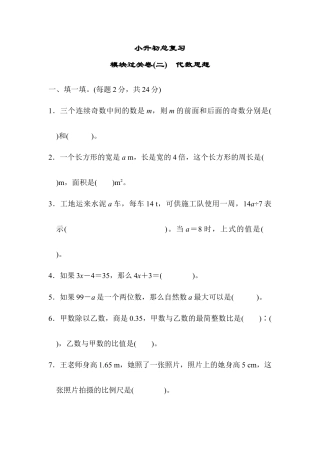 小学数学六年级下-模块过关卷(二)　代数思想.docx