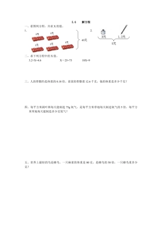 小学数学五年级上册课时练习-5.6 解方程.docx