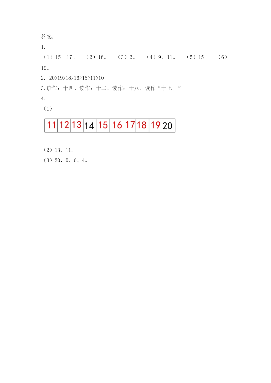 新人教版数学一年级上册同步练习-6.1 11～20各数的组成和读法.docx_第2页