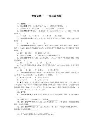 人教9年级数学下-专项训练一一元二次方程.doc