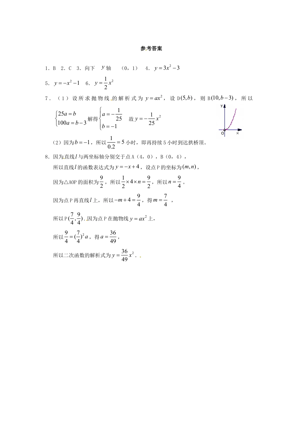 【人教版】九年级数学上册-22.1.3 第1课时  二次函数y=ax2+k的图象和性质.doc_第3页