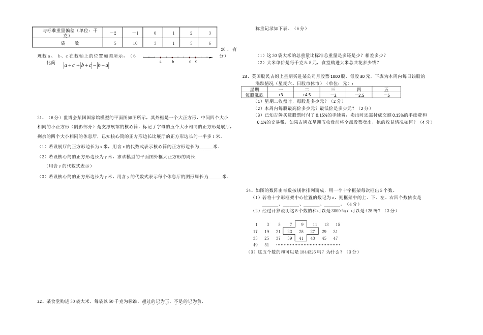 05 【人教版】七年级上期中数学试卷（含答案） (2).doc_第2页