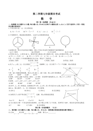 12 【人教版】七年级下期末数学试卷（含答案）.doc