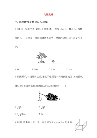 八年级数学下册知识点汇聚测试卷：勾股定理深入测试（含详解）.doc