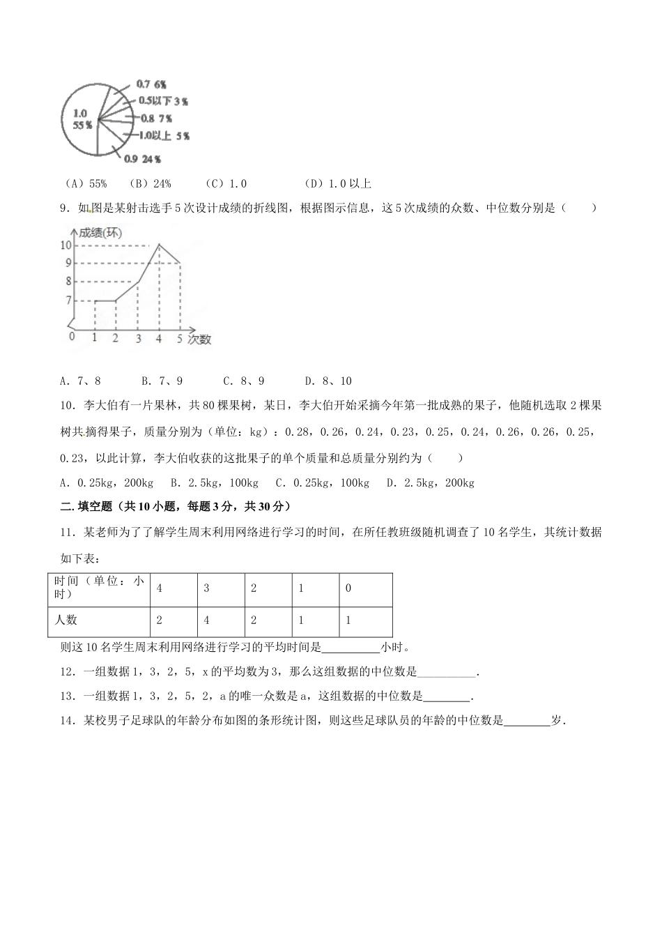 人教版8年级数学下册-第20章 数据的分析（B卷）.doc_第2页