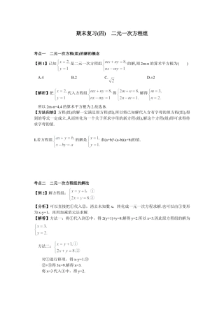 人教版数学七年级下-期末复习（4）  二元一次方程组.doc