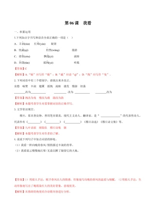 第06课 我看（解析版）-部编版语文九年级上册.docx