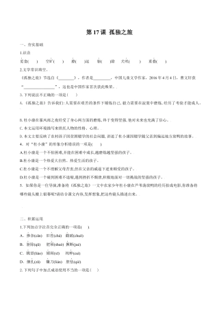 第17课 孤独之旅（原卷版）-部编版语文九年级上册.docx