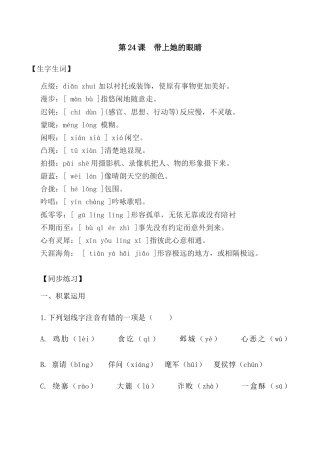 第24课：带上她的眼睛-七年级语文下册各课生字词+同步练习+思考探究解析+课外阅读.docx