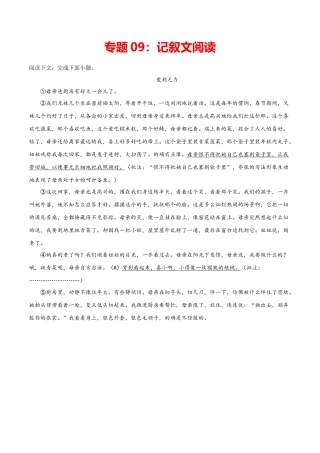 专题09：记叙文阅读- 七年级语文上学期期末专项复习（部编版）.docx