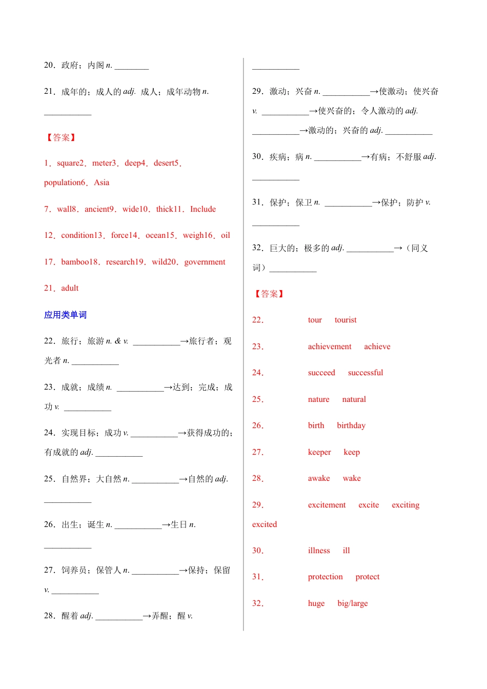 人教英语八年级下册-专题01  重点词汇及专练（解析版）（人教版）.docx_第3页