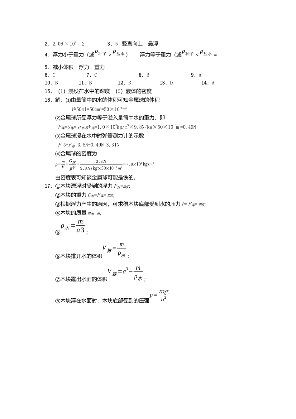 人教版物理八年级下册：10.1浮力-练习（1）（含答案）.docx_第3页
