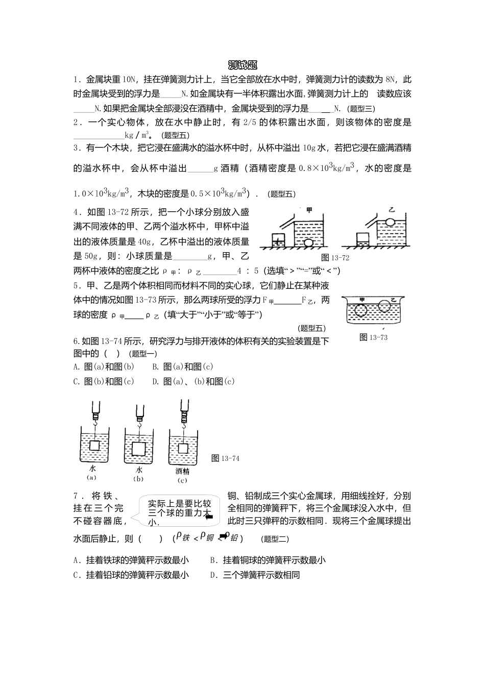 人教版物理八年级下册：10.1浮力-练习（2）（含答案）.docx_第1页