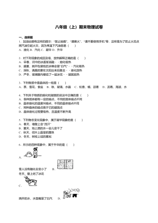 10、八年级（上）期末物理试卷（解析版）.docx
