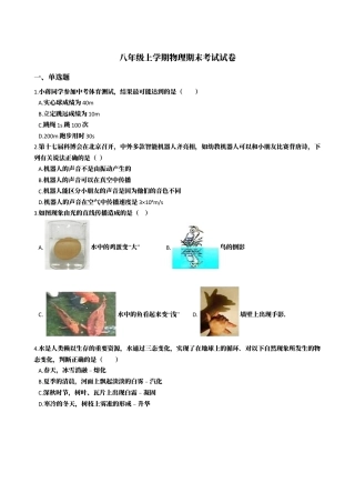 10、八年级上学期物理期末考试试卷（附答案解析版）.docx