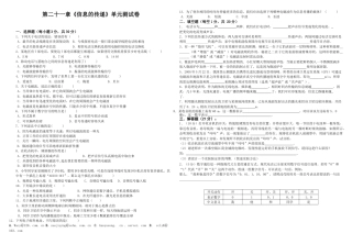 人教版初中物理九年级第21章《信息的传递》单元检测题（含答案）.docx