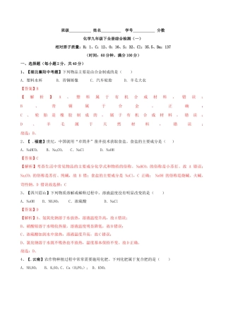 化学九年级下全册综合检测（一）（解析版）.docx