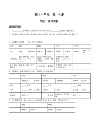 九年级化学下册-11.2 化学肥料（人教版）（原卷版）.docx