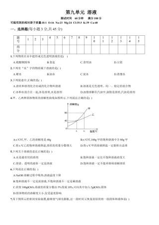 九年级化学下册-第九单元 溶液（人教版）.docx