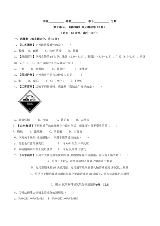 九年级化学下册-第十单元 酸和碱单元测试卷（B卷提升篇）（原卷版）.docx