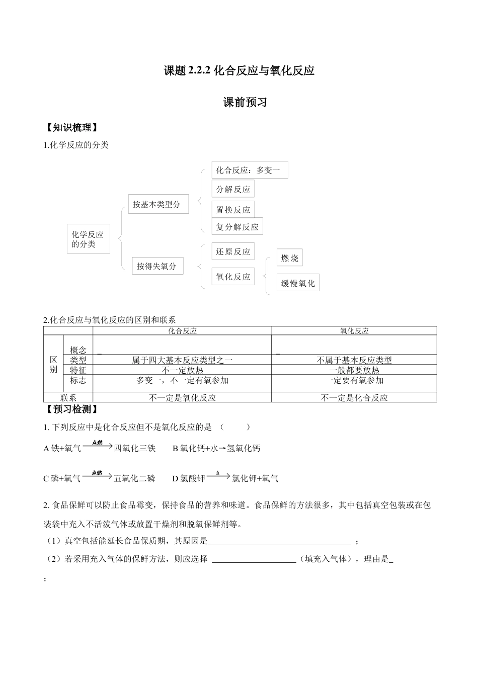 课题2.2.2  化合反应与氧化反应-九年级化学上册同步分层作业（人教版）.docx_第1页