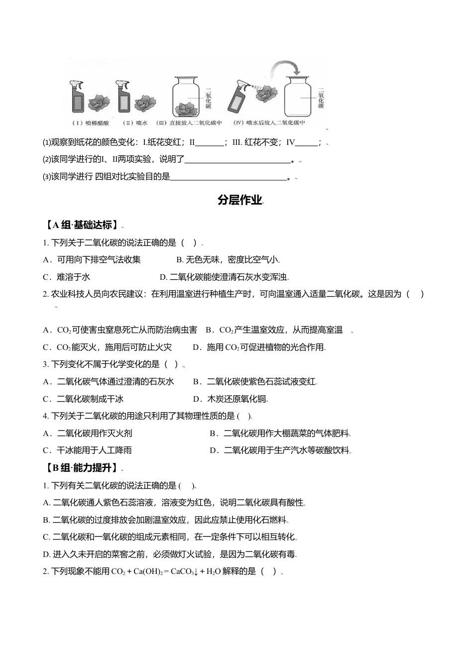 课题6.3.1 二氧化碳-九年级化学上册同步分层作业（人教版）.docx_第2页