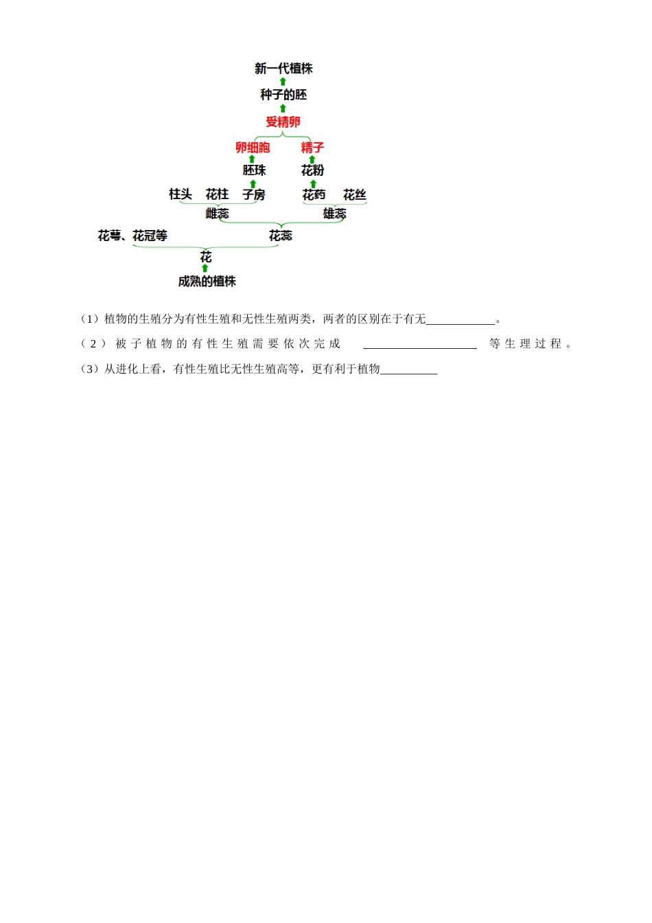 八下第七单元第一章第一节 植物的生殖同步练习（含答案）.docx_第3页