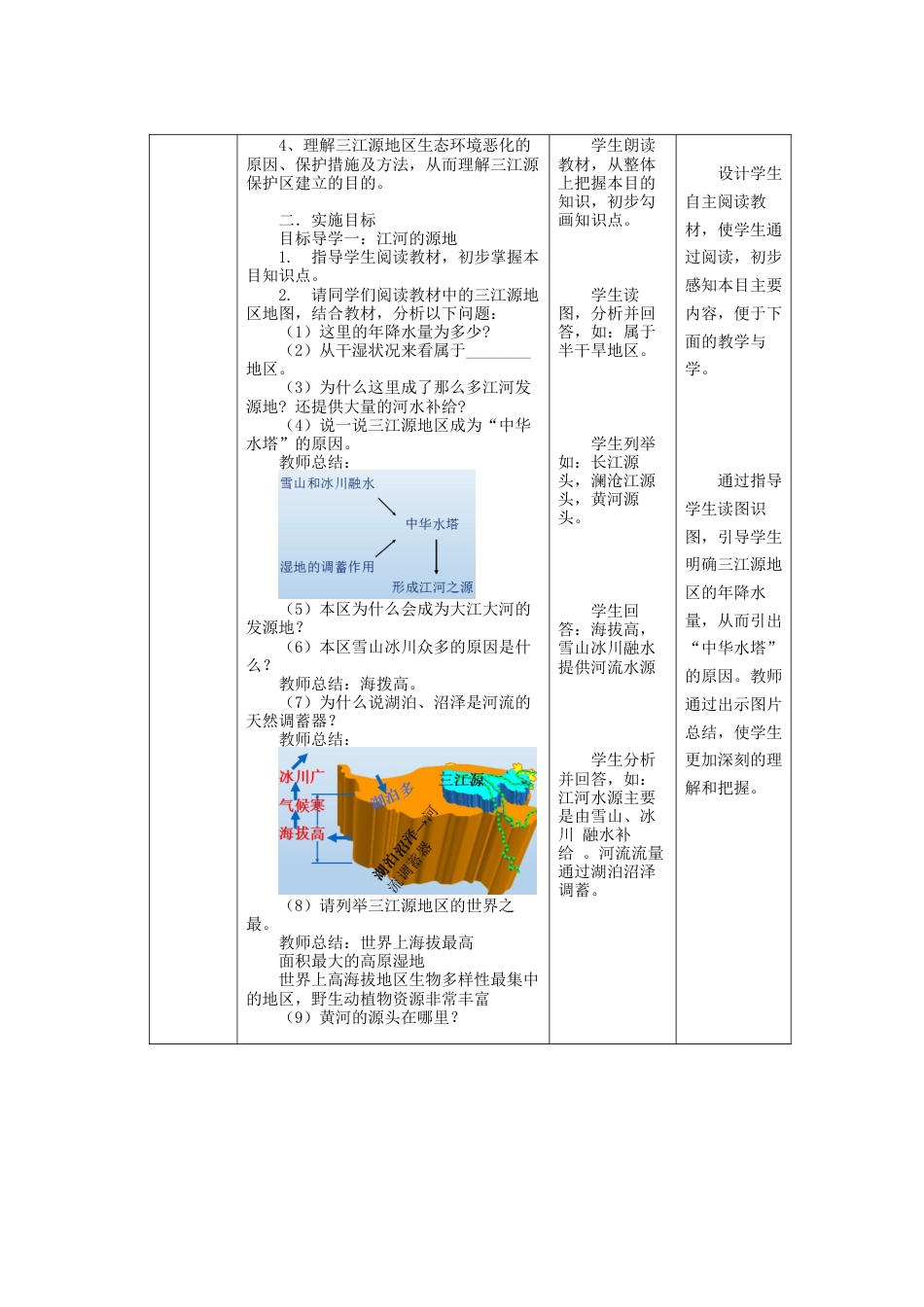 人教版八年级地理下册第九章9.2高源湿地——三江源地区教案（表格式）.docx_第2页