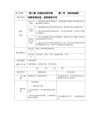 人教版地理八年级上册-2.1 地形和地势（下）.docx