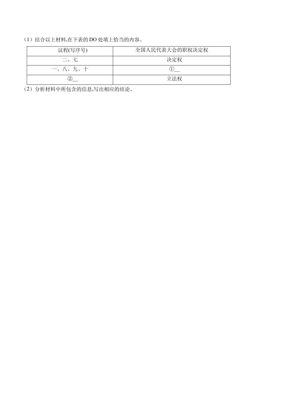 八年级道德与法治下册-6.1 国家权力机关（限时训练）（原卷版）.docx_第3页