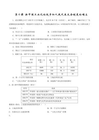第4课 新中国工业化的起步和人民代表大会制度的确立-八年级历史下册同步课课练（含答案）.docx