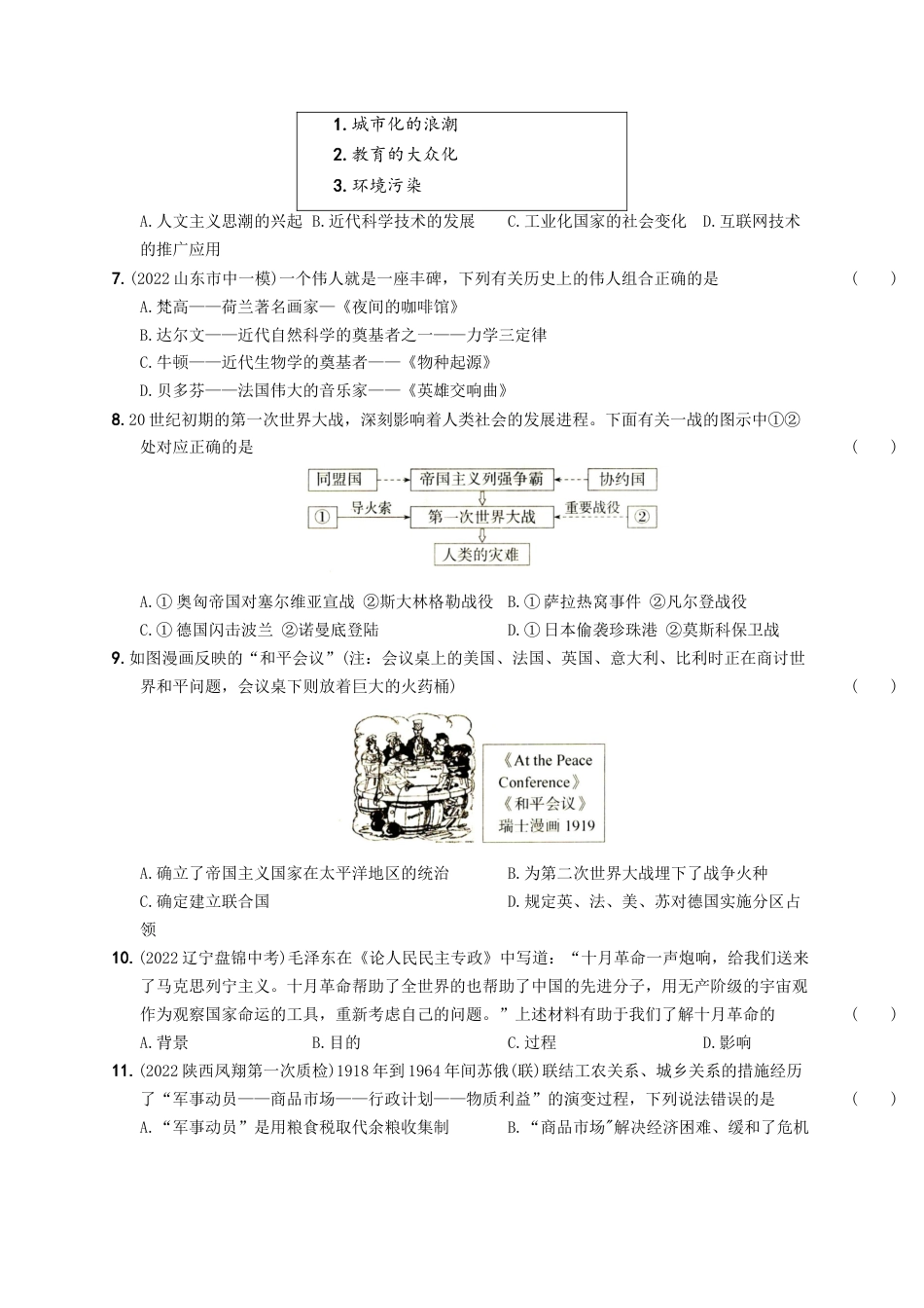 九年级历史下册试卷-期末素养综合测试（二）.docx_第2页