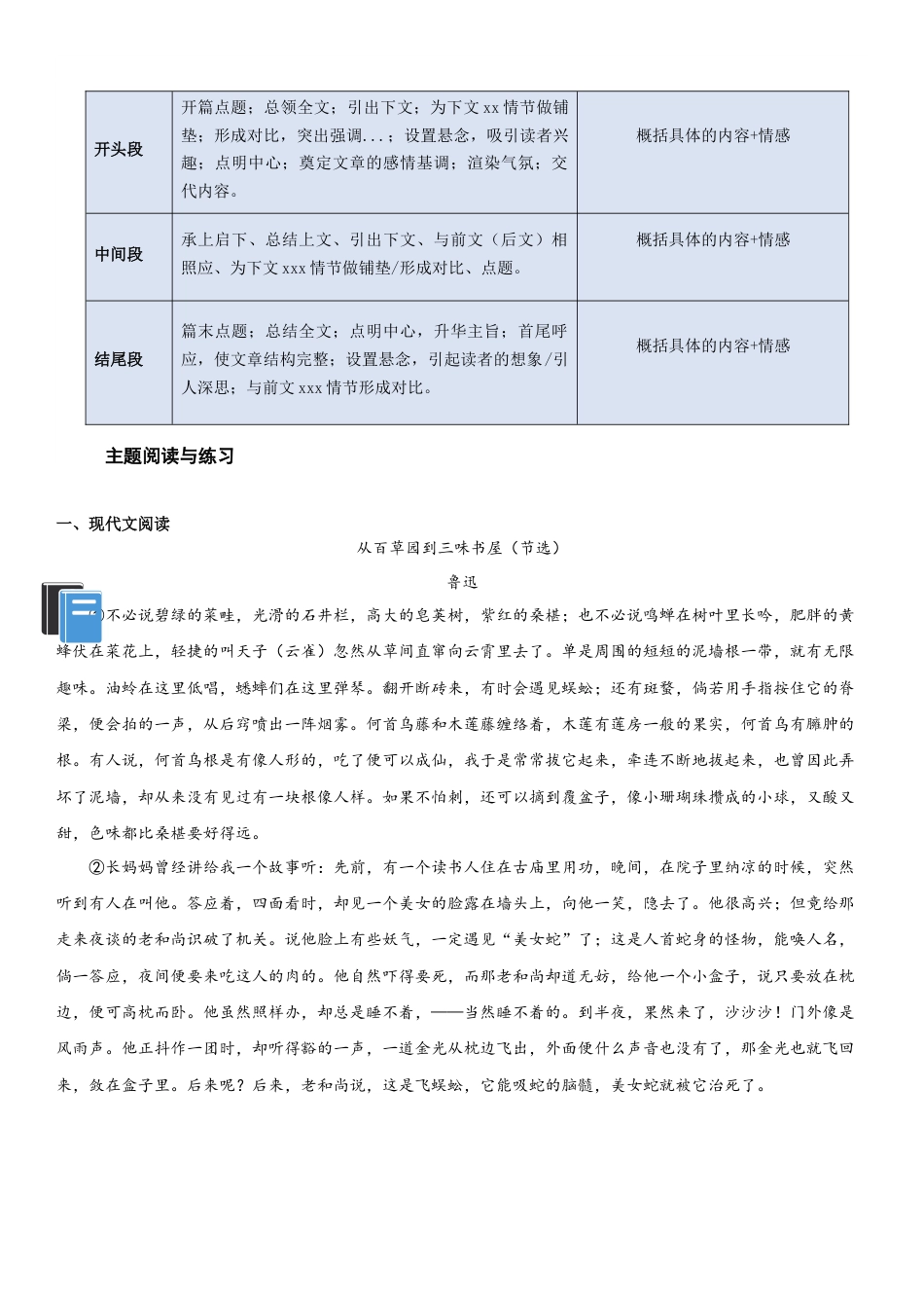 七年级语文上册-知识梳理与专项训练-第三单元：童真童趣专题（教师版）.docx_第3页