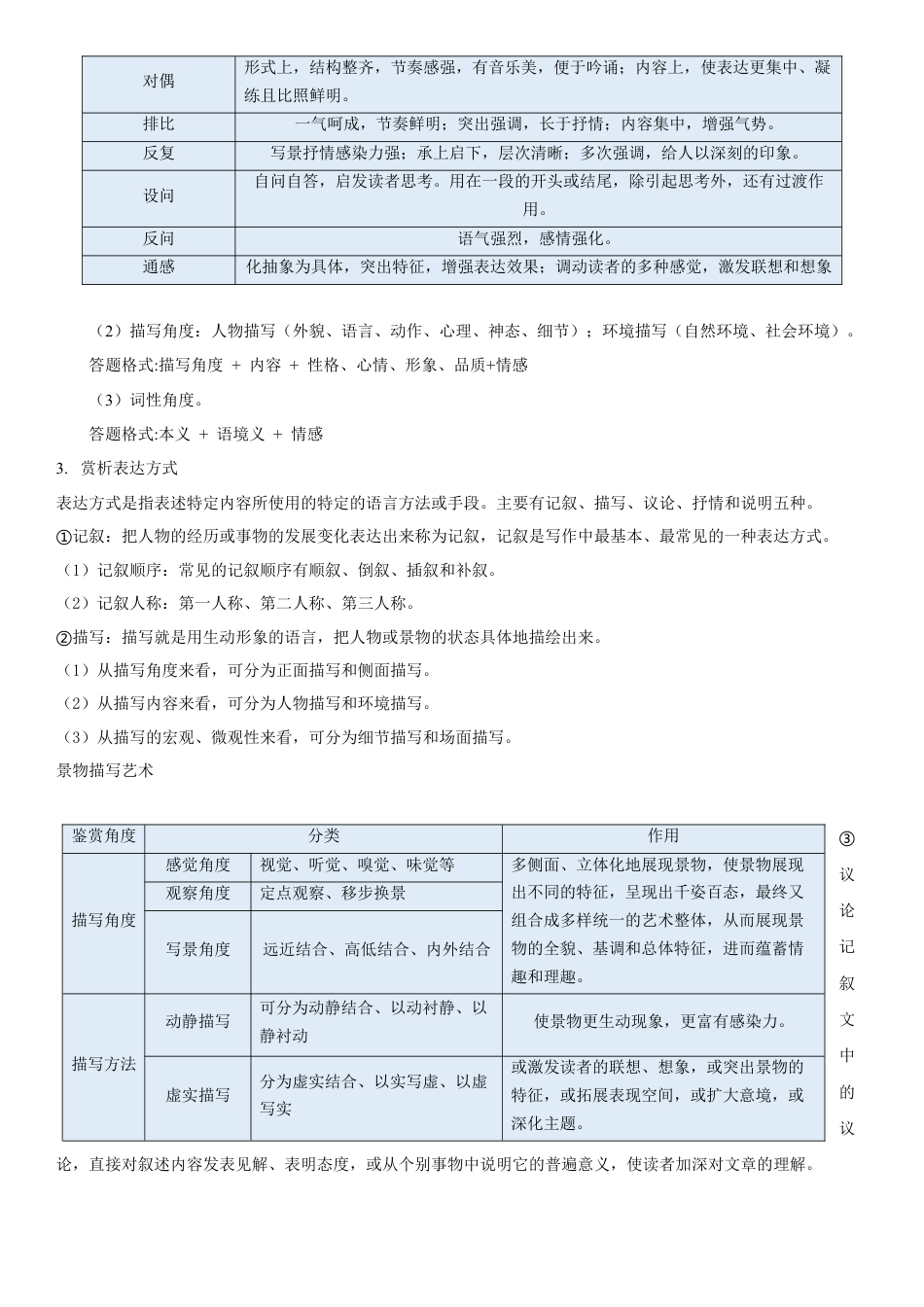 七年级语文上册-知识梳理与专项训练-第一单元：写景抒情散文（教师版）.docx_第2页