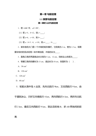 【北师大数学八上】 课时练习1.1  第1课时 认识勾股定理.docx