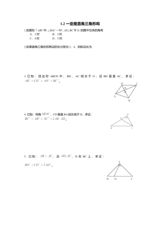 【北师大数学八上】 课时练习1.2  一定是直角三角形吗.docx
