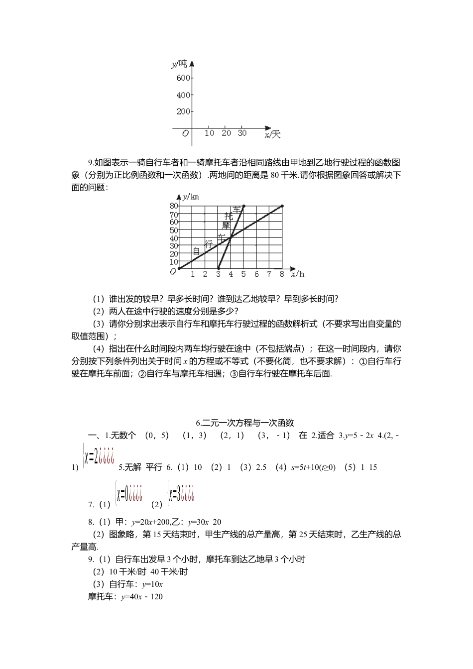 【北师大数学八上】 课时练习5.6  二元一次方程与一次函数.docx_第2页