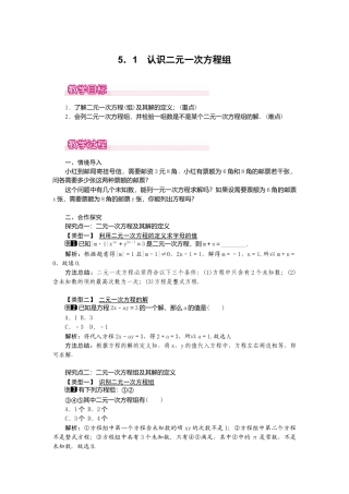 【教案】新北师版初中数学八年级上册-5.1  认识二元一次方程组1.docx