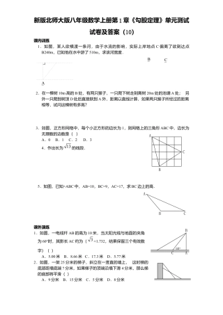 新版北师大版八年级数学上册第1章《勾股定理》单元测试试卷及答案10.docx