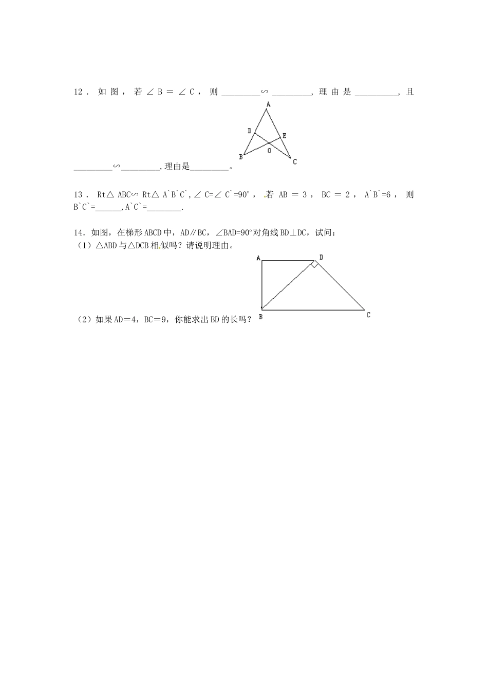 北师大版初中数学九上同步练习-4.4  探索三角形相似的条件 同步练习1.docx_第3页
