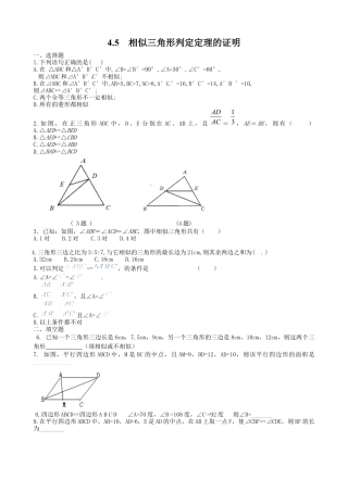 北师大版初中数学九上同步练习-4.5  相似三角形判定定理的证明1.docx