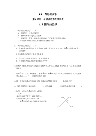 北师大版初中数学九上同步练习-4.8 第1课时  位似多边形及其性质1.docx