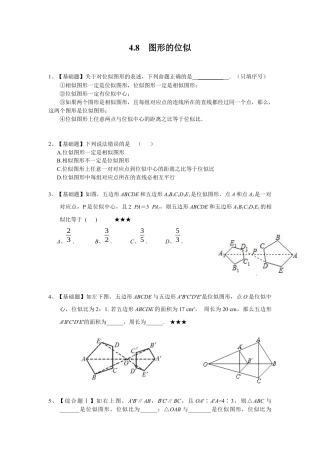 北师大版初中数学九上同步练习-4.8  图形的位似 同步练习.docx
