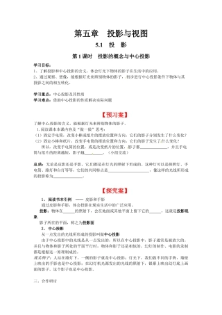 北师大版初中数学九上同步学案-5.1 第1课时 投影的概念与中心投影.docx