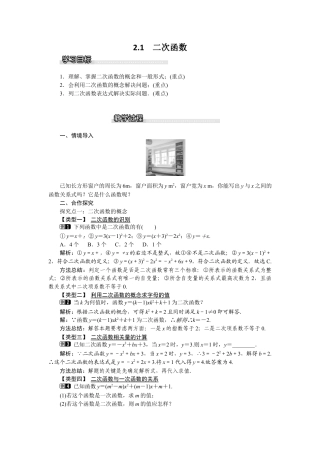北师大版九年级下同步教案-2.1 二次函数1.docx