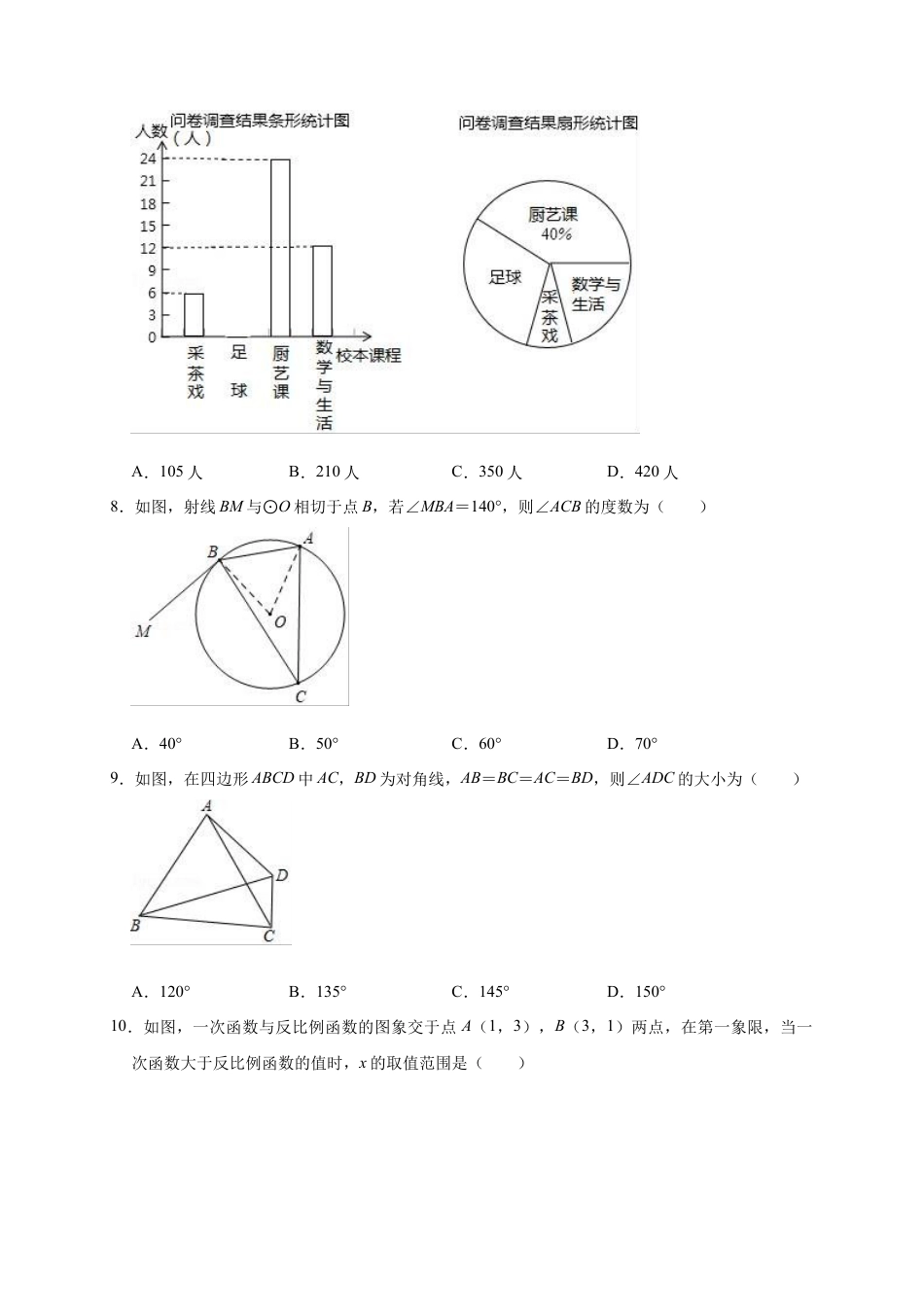 历年真题：2019年安徽省合肥市肥东县中考数学一模试卷（含答案解析）.docx_第2页
